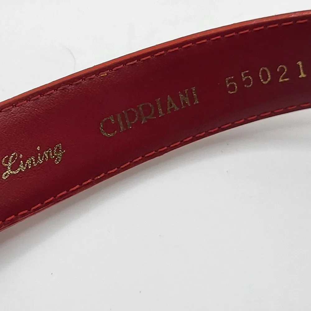 Vintage Cipriani red cow hide leather belt w/ gold buckle Large 29in-34in